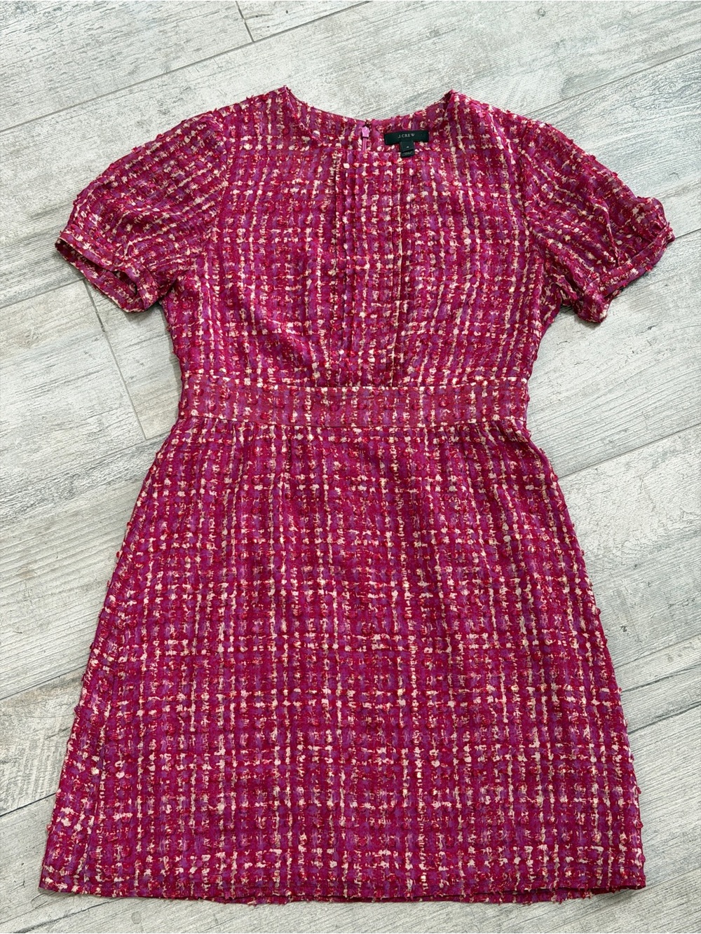 J Crew Wedding Guest Party Silk/Cotton Swiss Dot Fushia Short-Sleeve Mini
